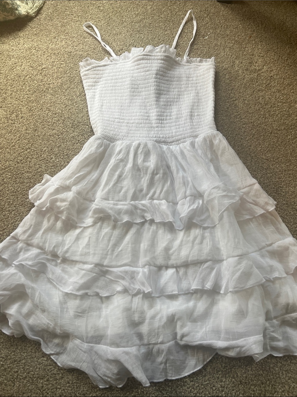 Francesca's Collections White Tiered Ruffle Mini Dress